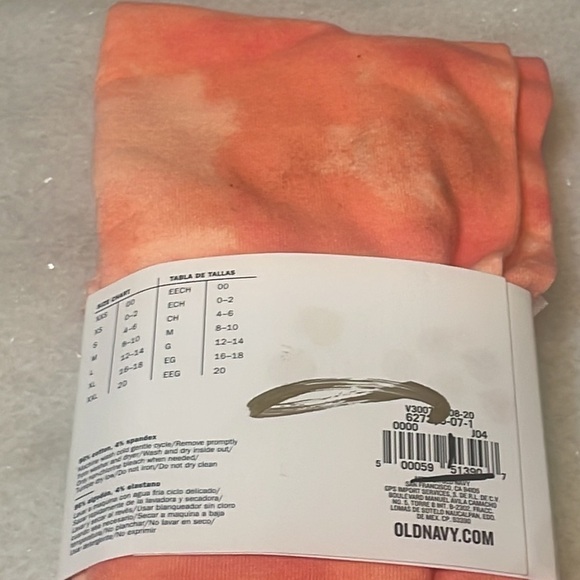 Old Navy High Rise Cropped Leggings woman’s orange pink pant New Sz XS - Picture 3 of 4